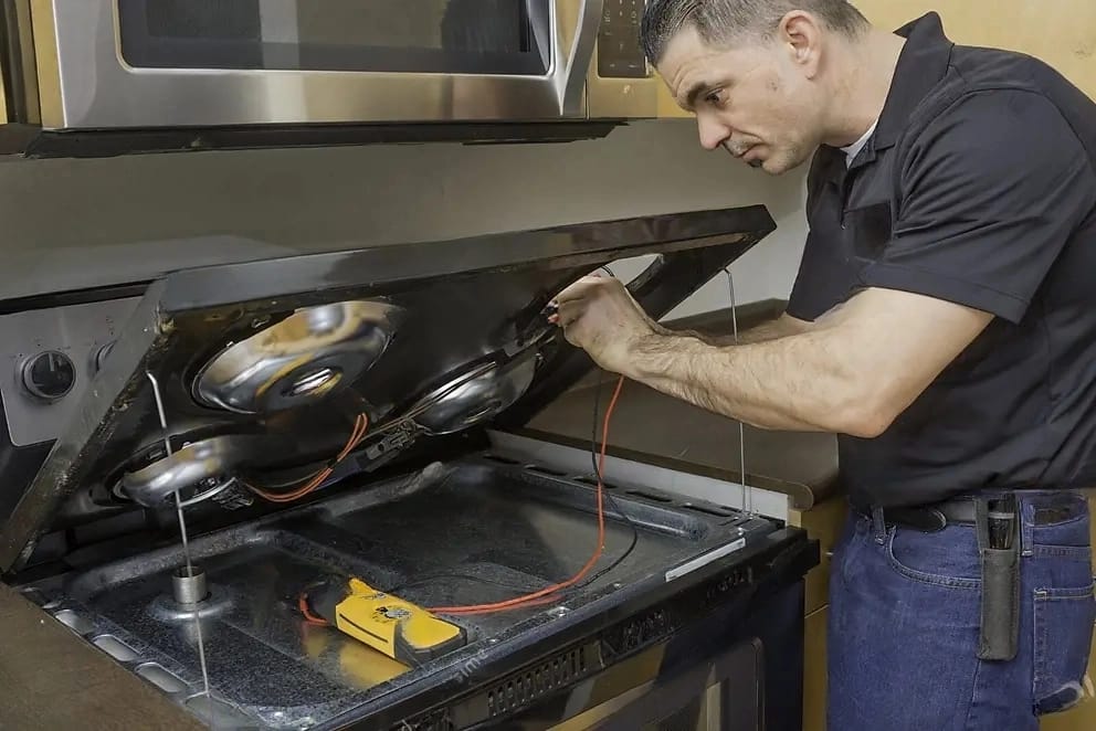 appliance-technician-checking-stovetop-range-troubleshooting-electric-stove-top-volt-meter-inside-residential-home-108601728